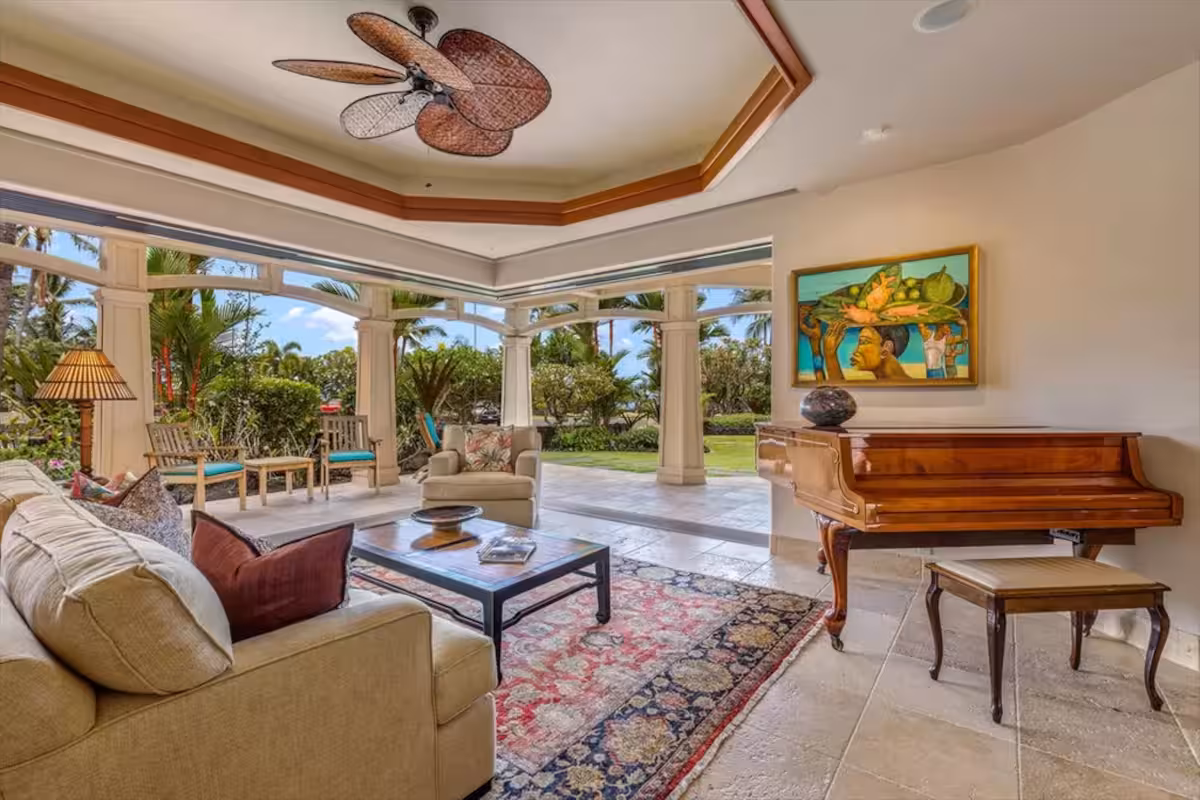 Shining Seas — gated Kailua-Kona estate framed by palms