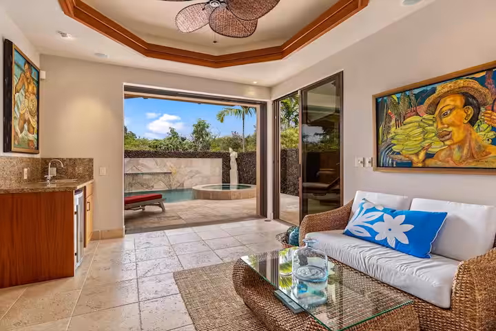 Shining Seas — gated Kailua-Kona estate framed by palms